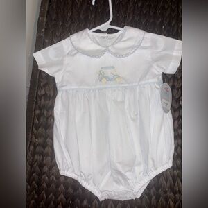 NWT White Baby Romper with Embroidered golf Design